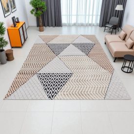   Modern teppich beige braun Blau MELIS 200x300 Maschinell hergestellter moderner Teppich für Wohnzimmer oder Schlafzimmer