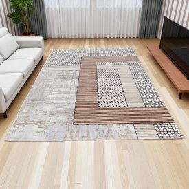   Modern teppich beige braun Blau DIANA 200x300 Maschinell hergestellter moderner Teppich für Wohnzimmer oder Schlafzimmer