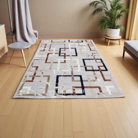   Modern teppich grau braun Blau AMIR 80x150 Maschinell hergestellter moderner Teppich für Wohnzimmer oder Schlafzimmer