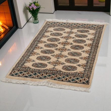 Teppich Pakistan beige Buchara 76x123 handgeknüpfter Orientteppich