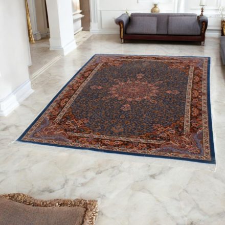 Seidenteppich Aysan dunkelblau 150x225 Viskose-Seide Perserteppich