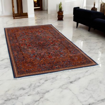 Seidenteppich Golara dunkelblau 150x225 hochwertiger Viskose Seidenteppich aus dem Iran