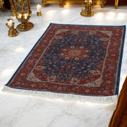 Seidenteppich Negar dunkelblau 80x120 Viskose-Seide Perserteppich