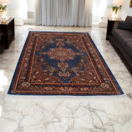 Seidenteppich Gazelle dunkelblau 150x225 Iranischer Viskose Seidenteppich