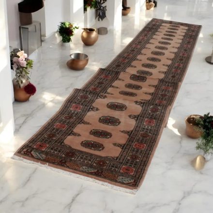 Teppich Läufer beige Buchara 78x578 handgeknüpfter pakistanischer Teppich