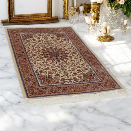 Seidenteppich Reihan cream 100x150 Viskose-Seide Perserteppich