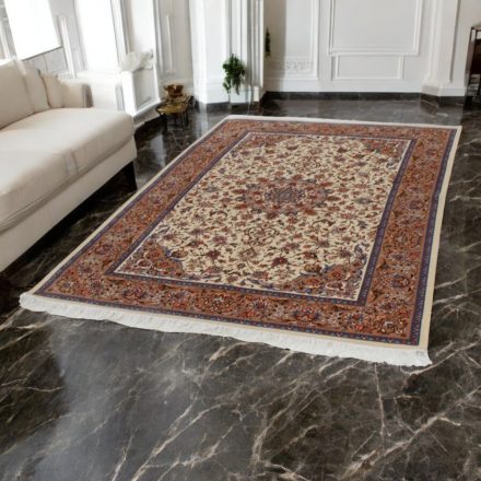 Seidenteppich Reihan cream 150x225 hochwertiger Viskose Seidenteppich aus dem Iran