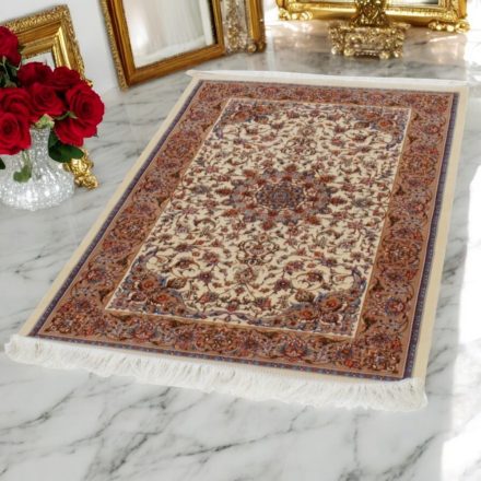 Seidenteppich Reihan cream 90x150 hochwertiger Viskose Seidenteppich aus dem Iran