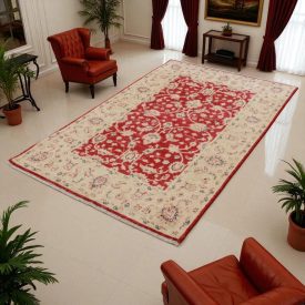 Ziegler wollteppich rot-beige 119x195 wohnzimmer teppich