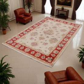 Ziegler wollteppich beige-rot 124x192 wohnzimmer teppich