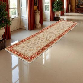 Ziegler wollteppich beige-rot 80x293 wohnzimmer teppich