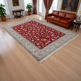   Perserteppich Nain 198x293 handgeknüpfter iranischer Teppich für das Wohnzimmer