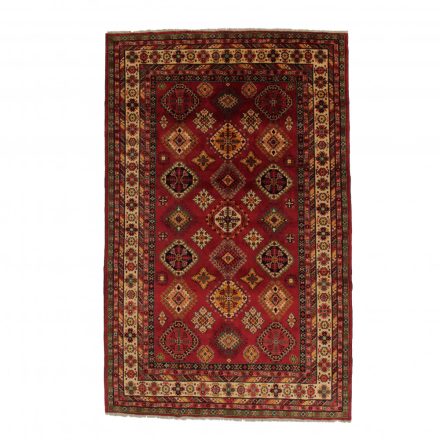 Afghanischer Teppich bordeaux-beiger Kargai 197x309 Handgefertigter Teppich für Wohnzimmer
