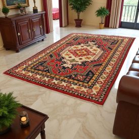   Afghanischer Teppich bordeaux-beiger Kargai 199x292 Handgefertigter Teppich für Wohnzimmer