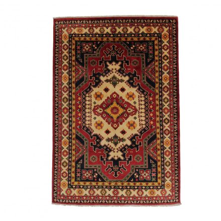 Afghanischer Teppich bordeaux-beiger Kargai 199x292 Handgefertigter Teppich für Wohnzimmer