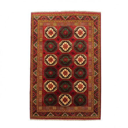 Afghanischer Teppich bordeaux-beiger Kargai 206x308 Handgefertigter Teppich für Wohnzimmer
