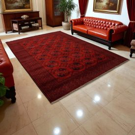   Afghanischer Teppich bordeaux Ersari 252x346 Handgefertigter Teppich für Wohnzimmer