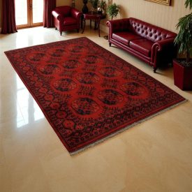   Afghanischer Teppich bordeaux Ersari 205x295 Handgefertigter Teppich für Wohnzimmer