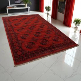   Afghanischer Teppich bordeaux Ersari 204x297 Handgefertigter Teppich für Wohnzimmer
