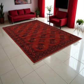   Afghanischer Teppich bordeaux Ersari 207x301 Handgefertigter Teppich für Wohnzimmer