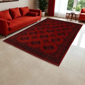   Afghanischer Teppich bordeaux Ersari 195x294 Handgefertigter Teppich für Wohnzimmer