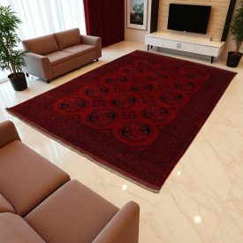   Afghanischer Teppich bordeaux Ersari 202x293 Handgefertigter Teppich für Wohnzimmer