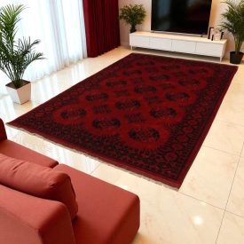   Afghanischer Teppich bordeaux Ersari 202x294 Handgefertigter Teppich für Wohnzimmer