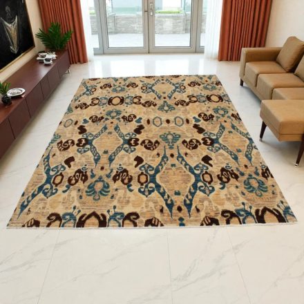 Ikat modern orientteppich 288x198 handgeknüpfter wohnzimmer teppich