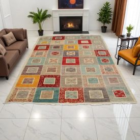   Ikat modern orientteppich 287x200 handgeknüpfter wohnzimmer teppich