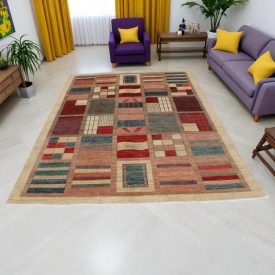   Ikat modern orientteppich 287x194 handgeknüpfter wohnzimmer teppich