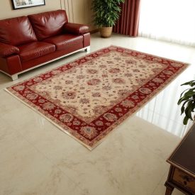   Ziegler wollteppich beige-bordeaux 167x235 wohnzimmer teppich