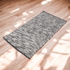 Dicker Wollteppich Rustic 70x130 grauer Teppich