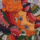 Dekokissen orange 45x45 cm – Kuschelnde Katzen