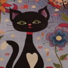 Dekokissen lila 45x45 cm – Mitternachtskatze