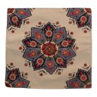 Dekokissen cremefarben 45x45 cm – Blaue Rosette
