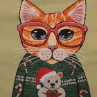 Dekokissen salbeigrün 45x45 cm – Festliche Katze