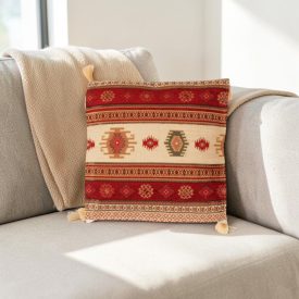 Dekokissen bordeaux 45x45 cm – Nomadenstreifen