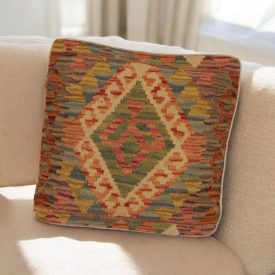 Afghanisches Kelim Kissenbezug 45x45 handgewebtes Kissen