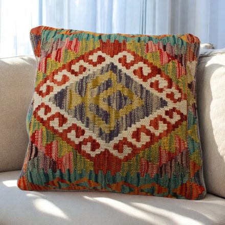 Handgewebter Kelim Kissenbezug 45x45 afghanisches Dekokissen