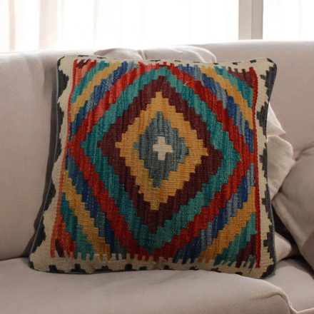 Handgewebter Kelim Kissenbezug 45x45 afghanisches Dekokissen