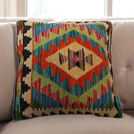 Afghanisches Kelim Kissenbezug 45x45 handgewebtes Kissen
