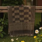 Eleganter Schal für Damen und Herren 215x105 grau-schwarz mit authentischem Muster