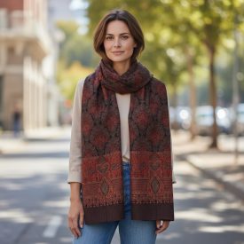 Eleganter Damenschal 215x105 mauve-blau dünner Damenschal