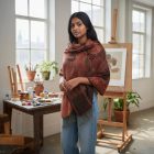 Orientalischer Schal 215x105 mauve-braun Schal aus Baumwolle