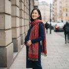 Großer Schal burgunderrot 215x105 Damenschal für die Schulter