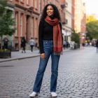 Damenschal rot 215x105 eleganter Damenschal für die Schulter