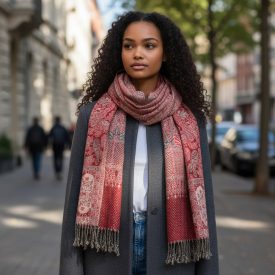   Damenstola burgunderrot 215x105 eleganter Damenschal für die Schulter