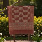 Damenschal grau-burgunderrot 215x105 eleganter Damenschal aus Baumwolle