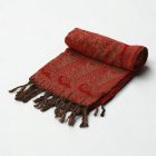 Schal rot 215x105 großer Damen Tuch aus Baumwolle