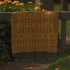 Schal schwarz-gold 215x105 großer Damen Tuch aus Baumwolle